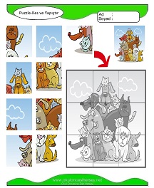 Puzzle Kes Yapıştır Çalışma Sayfaları